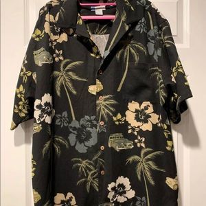 Half Moon Bay Mens Button Up Shirt 100% Silk Size XL